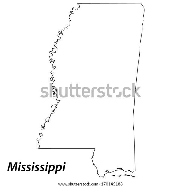 High Detailed Vector Map Contour Mississippi Stock Vector (Royalty Free