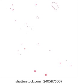 Mapa vectorial detallado alto. Islas Cook. Estilo acuarela. Color rojo amaranto.