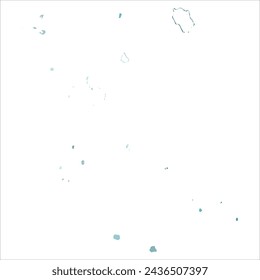 High detailed vector map. Cook Islands. Watercolor style. Turquoise blue color. Blue is a deep color.