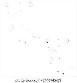 Mapa de Vector detallado. Islas Cook. Juego de dos cartas. Estilo acuarela. Color rojo. Tarjeta negra.