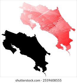 High detailed vector map. Costa Rica.