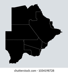 High detailed vector map with counties regions states  Botswana