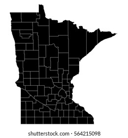 High detailed vector map with counties - Minnesota