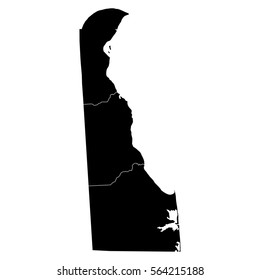 High detailed vector map with counties - Delaware