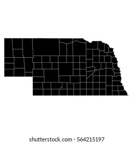 High detailed vector map with counties - Nebraska