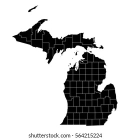 High Detailed Vector Map With Counties - Michigan