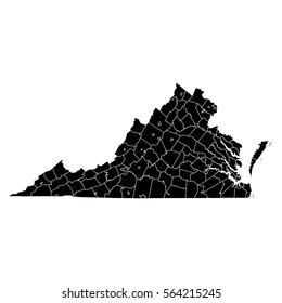 High detailed vector map with counties - Virginia