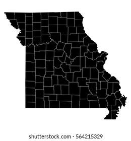 High detailed vector map with counties - Missouri