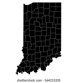 High detailed vector map with counties - Indiana