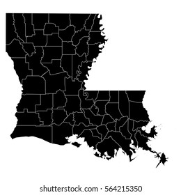 High detailed vector map with counties - Louisiana