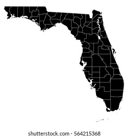 High detailed vector map with counties - Florida