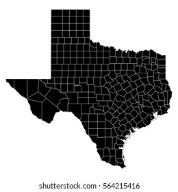 High detailed vector map with counties - Texas