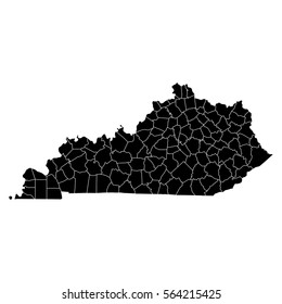 High detailed vector map with counties - Kentucky