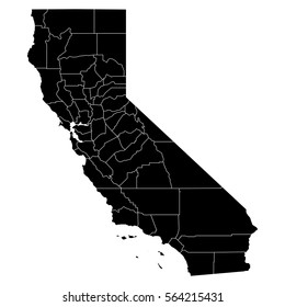 High Detailed Vector Map With Counties - California