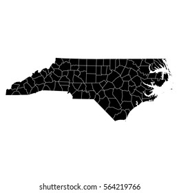 High detailed vector map with counties - North Carolina