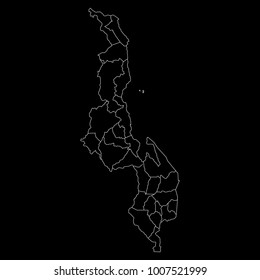 High detailed vector map with counties/regions/states - Malawi