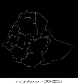 High detailed vector map with counties/regions/states - Ethiopia