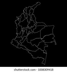 High detailed vector map with counties/regions/states - Colombia
