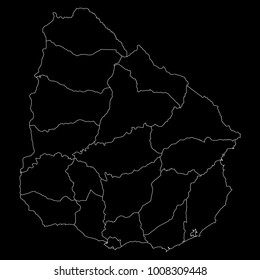 High detailed vector map with counties/regions/states - Uruguay