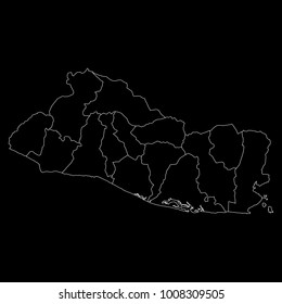 High detailed vector map with counties/regions/states - El Salvador