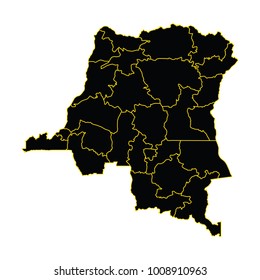 High detailed vector map with counties/regions/states - Democratic Republic of the Congo.