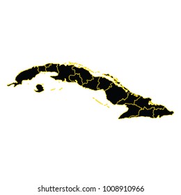 High detailed vector map with counties/regions/states - Cuba, Vector gray map Cuba. Isolated vector Illustration. Black on Grey background. EPS Illustration.