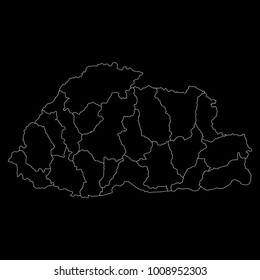High detailed vector map with counties/regions/states - Bhutan