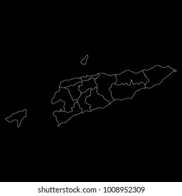 High detailed vector map with counties/regions/states - East Timor