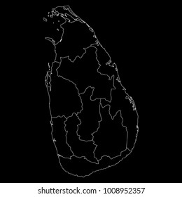 High detailed vector map with counties/regions/states - Sri Lanka