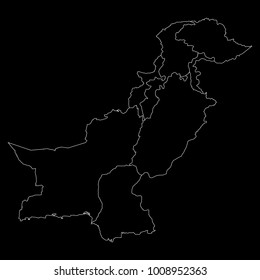 High detailed vector map with counties/regions/states - Pakistan