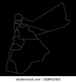 High detailed vector map with counties/regions/states - Jordan