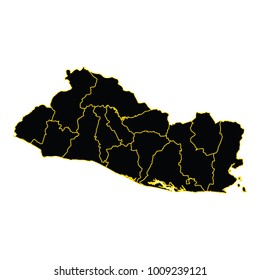 High detailed vector map with counties/regions/states - El Salvador, el salvador map. Isolated vector Illustration. Black on White background.