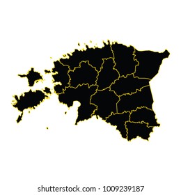 High detailed vector map with counties/regions/states - Estonia, High detailed vector map - Estonia.