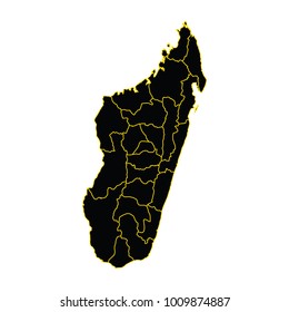 High detailed vector map with counties/regions/states - Madagascar, Madagascar map, vector illustration.