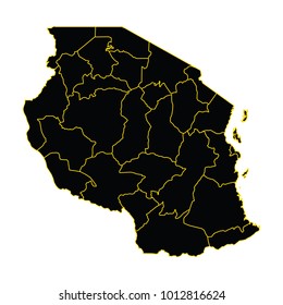 High detailed vector map with counties/regions/states - Tanzania.