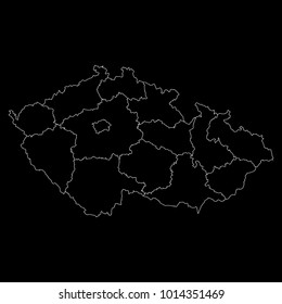 High detailed vector map with counties/regions/states - Czech Republic