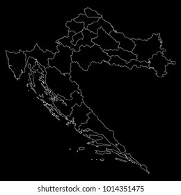 High detailed vector map with counties/regions/states - Croatia