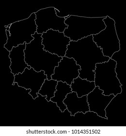 High detailed vector map with counties/regions/states - Poland