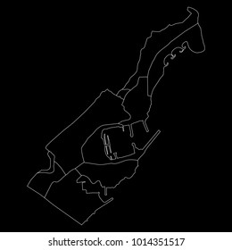 High detailed vector map with counties/regions/states - Monaco