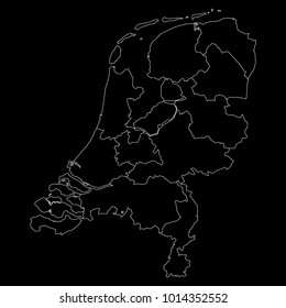 High detailed vector map with counties/regions/states - Netherlands