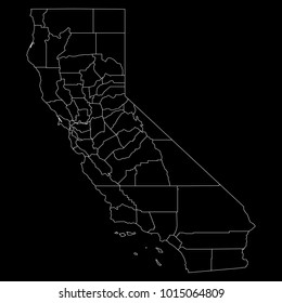 High detailed vector map with counties/regions/states - California