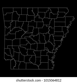 High detailed vector map with counties/regions/states - Arkansas