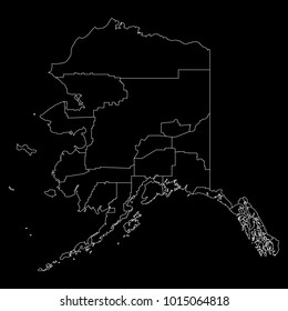 High detailed vector map with counties/regions/states - Alaska