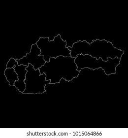 High detailed vector map with counties/regions/states - Slovakia