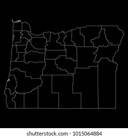 High detailed vector map with counties/regions/states - Oregon