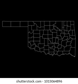 High detailed vector map with counties/regions/states - Oklahoma
