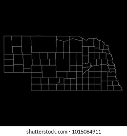 High detailed vector map with counties/regions/states - Nebraska
