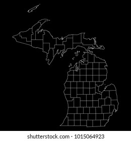 High detailed vector map with counties/regions/states - Michigan