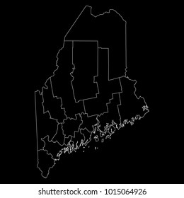 High detailed vector map with counties/regions/states - Maine