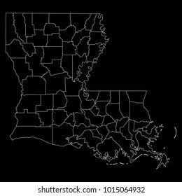High detailed vector map with counties/regions/states - Louisiana